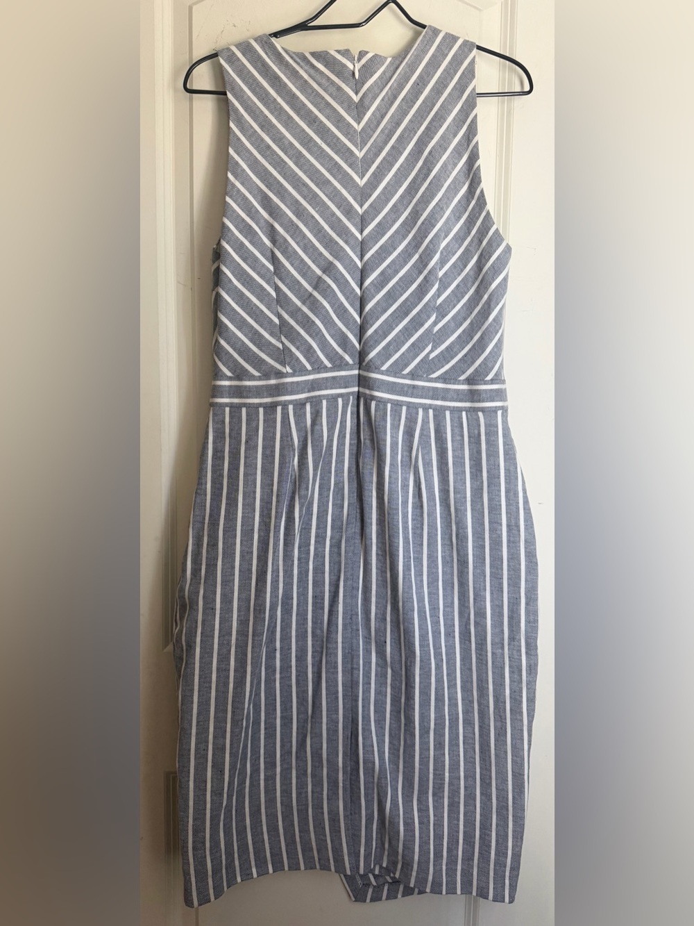 BANANA REPUBLIC Pinstriped Dress Blue & White Petites 10 nwt garden party boho - Picture 9 of 10